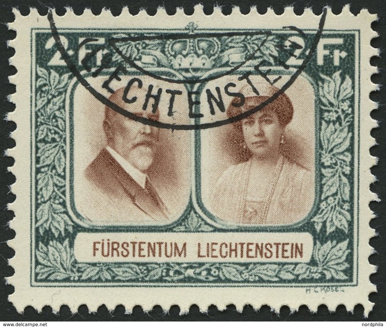 LIECHTENSTEIN 107B O, 1930, 2 Fr. Fürstenpaar, Gezähnt L 111/2, Pracht, Mi. 150.- - Altri & Non Classificati