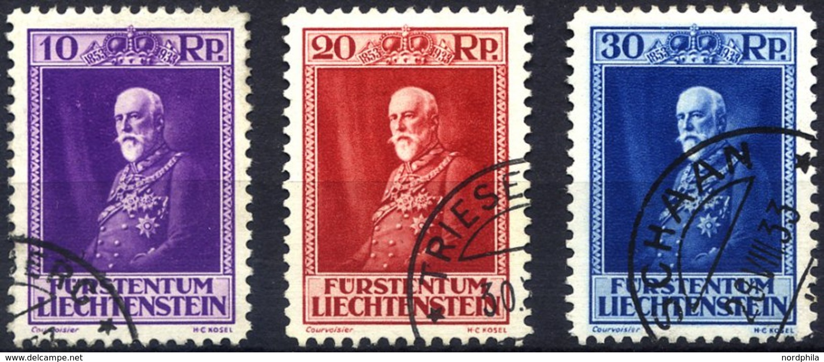 LIECHTENSTEIN 122-24 O, 1933, 80. Geburtstag, Prachtsatz, Mi. 150.- - Sonstige & Ohne Zuordnung