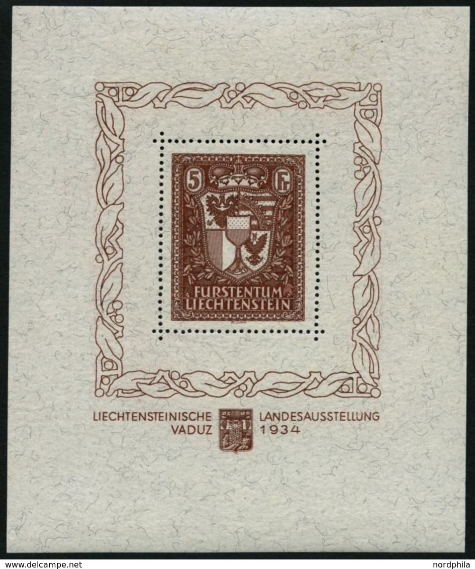 LIECHTENSTEIN Bl. 1 **, 1934, Block Landesausstellung, Pracht, Fotoattest Marxer, Mi. 2600.- - Sonstige & Ohne Zuordnung