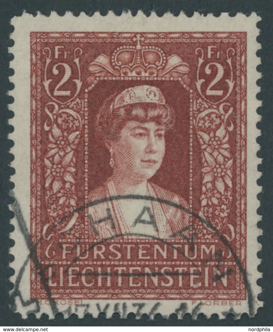 LIECHTENSTEIN 140 O, 1935, 2 Fr. Fürstin Elsa, Pracht, Mi. 280.- - Sonstige & Ohne Zuordnung