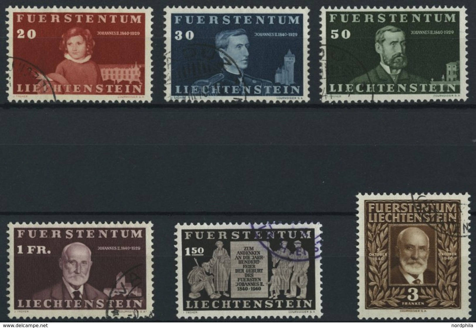 LIECHTENSTEIN 186-91 O, 1940, 100. Geburtstag, Prachtsatz, Mi. 220.- - Sonstige & Ohne Zuordnung