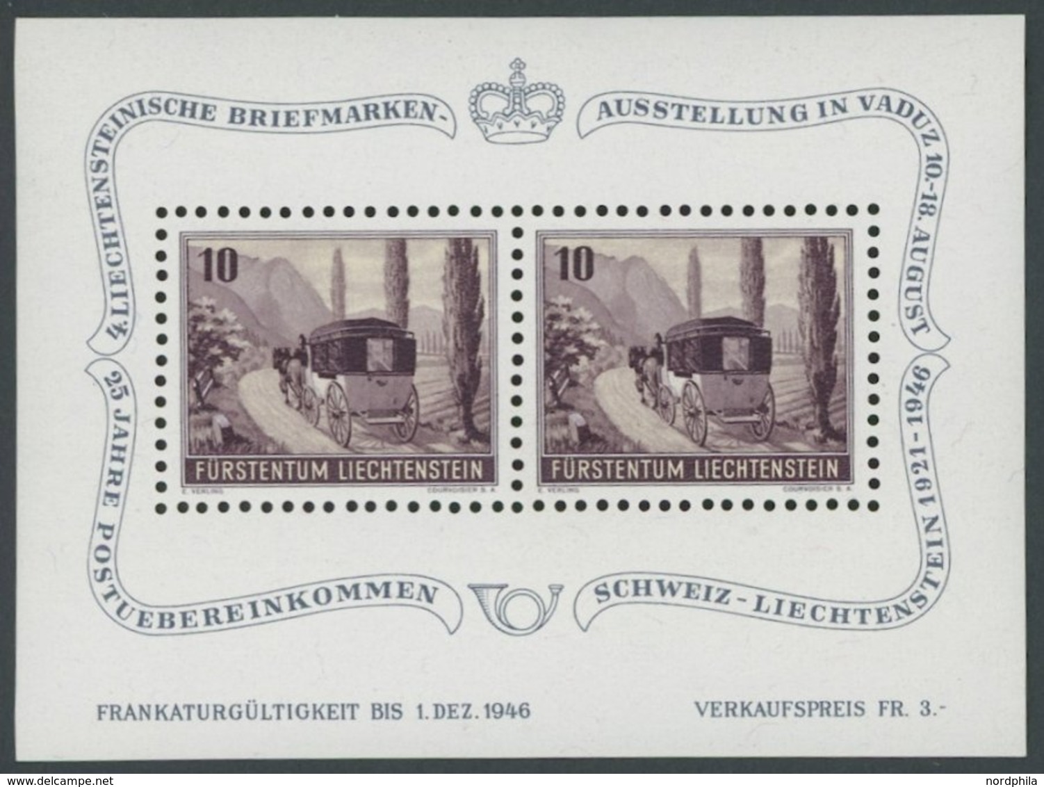 LIECHTENSTEIN Bl. 4 **, 1946, Block Vaduz, Postfrisch, Pracht, Mi. 60.- - Autres & Non Classés