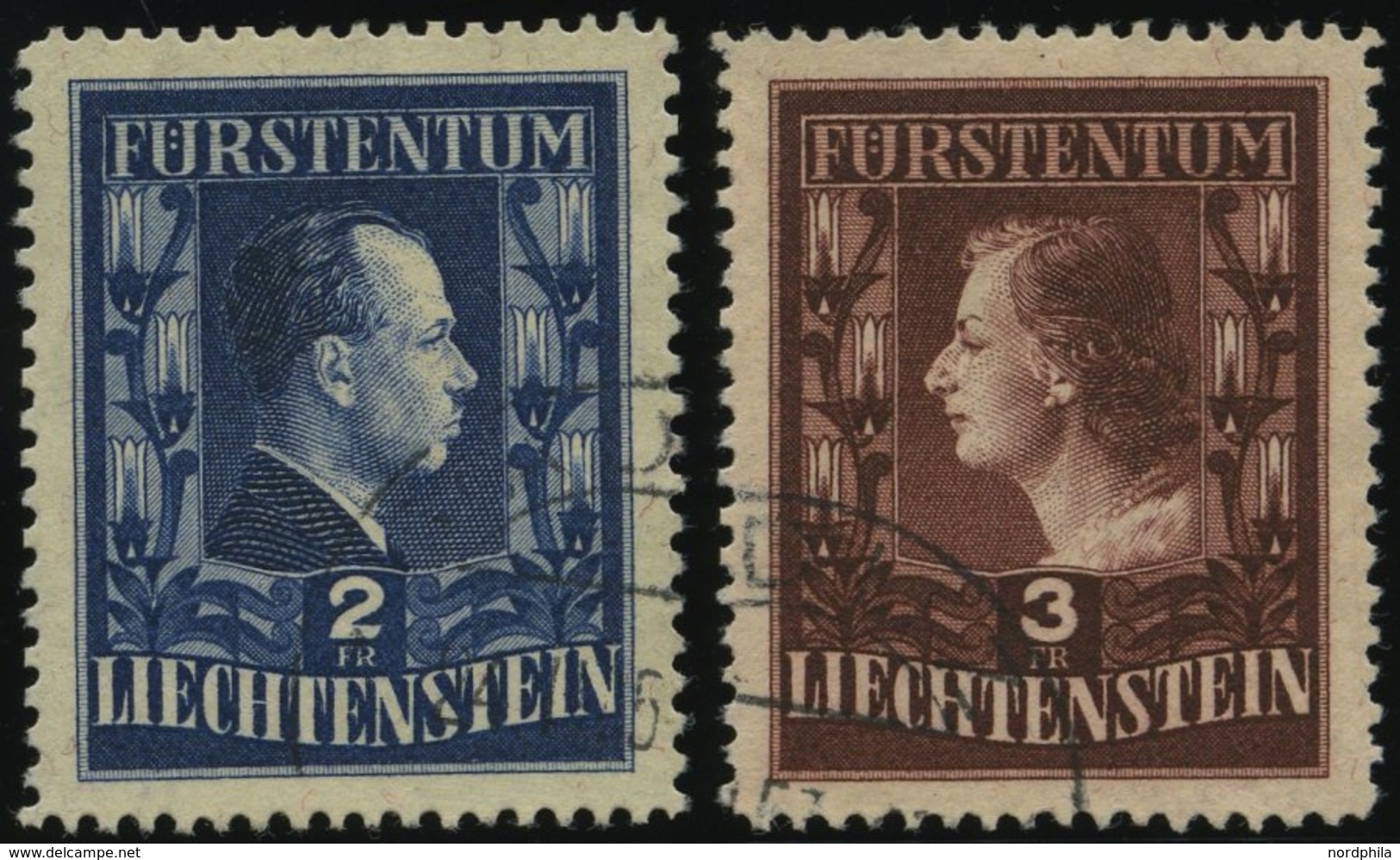 LIECHTENSTEIN 304/5A O, 1951, Fürstenpaar, Gezähnt L 121/2:12, Pracht, Mi. 210.- - Sonstige & Ohne Zuordnung