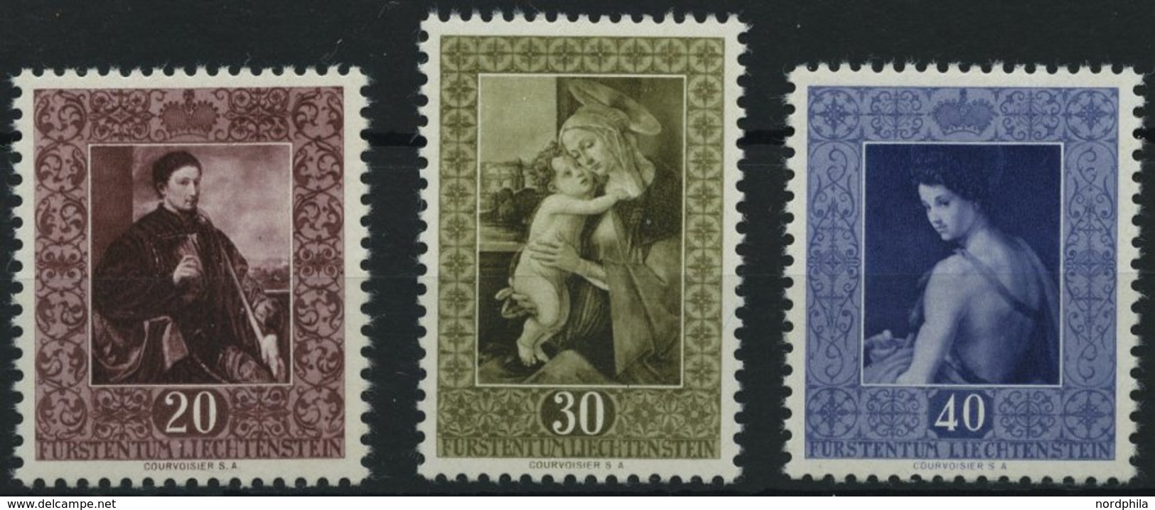 LIECHTENSTEIN 306-08 **, 1952, 3. Gemäldeserie, Prachtsatz, Mi. 150.- - Other & Unclassified