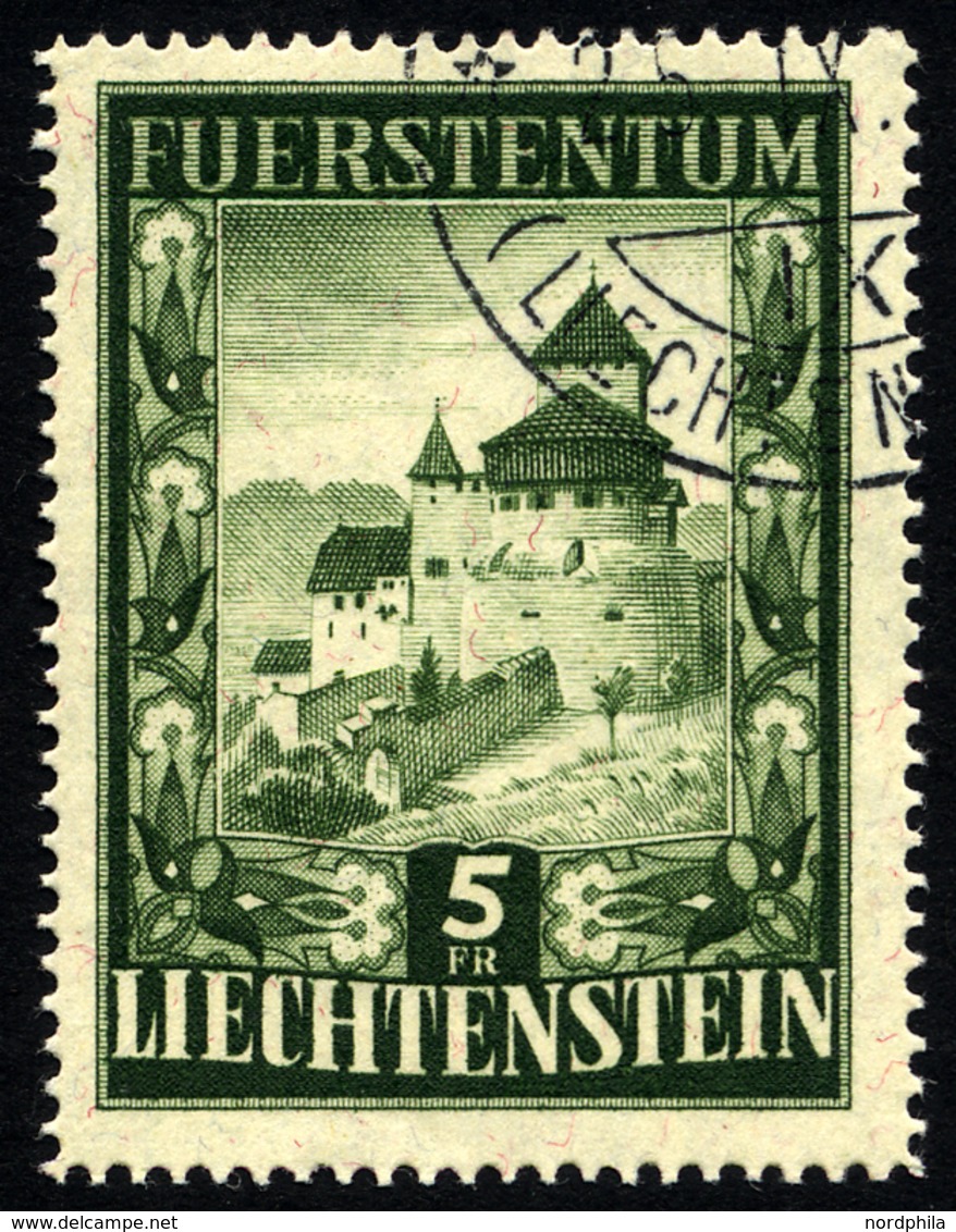 LIECHTENSTEIN 309 O, 1952, 5 Fr. Vaduz, Pracht, Mi. 240.- - Sonstige & Ohne Zuordnung