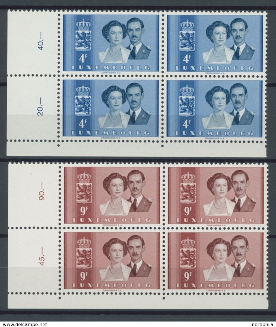 LUXEMBURG 505-10 VB **, 1953, Hochzeit Des Erbprinzen In Unteren Linken Eckrandviererblocks, Postfrischer Prachtsatz, Mi - Other & Unclassified