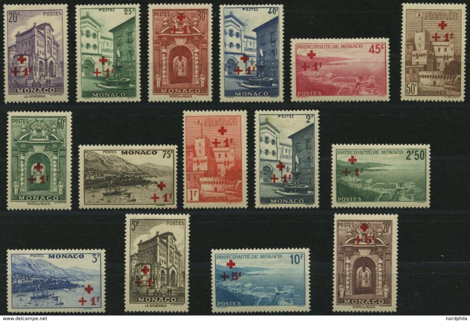 MONACO 205-19 *, 1940, Rotes Kreuz, Falzreste, Prachtsatz - Other & Unclassified