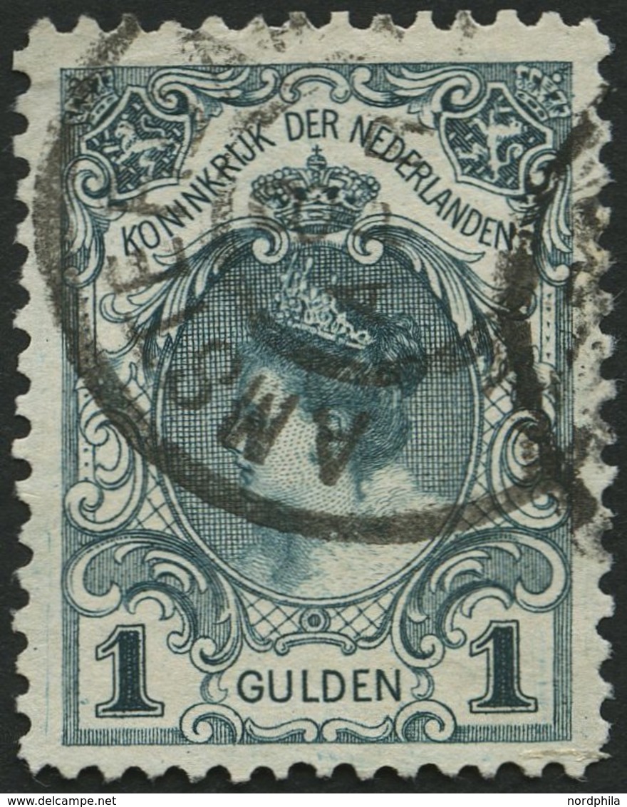 NIEDERLANDE 63IB O, 1898, 1 G. Dunkelblaugrün, Type I, Kleine Bugspur Sonst Pracht, Mi. 140.- - Sonstige & Ohne Zuordnung