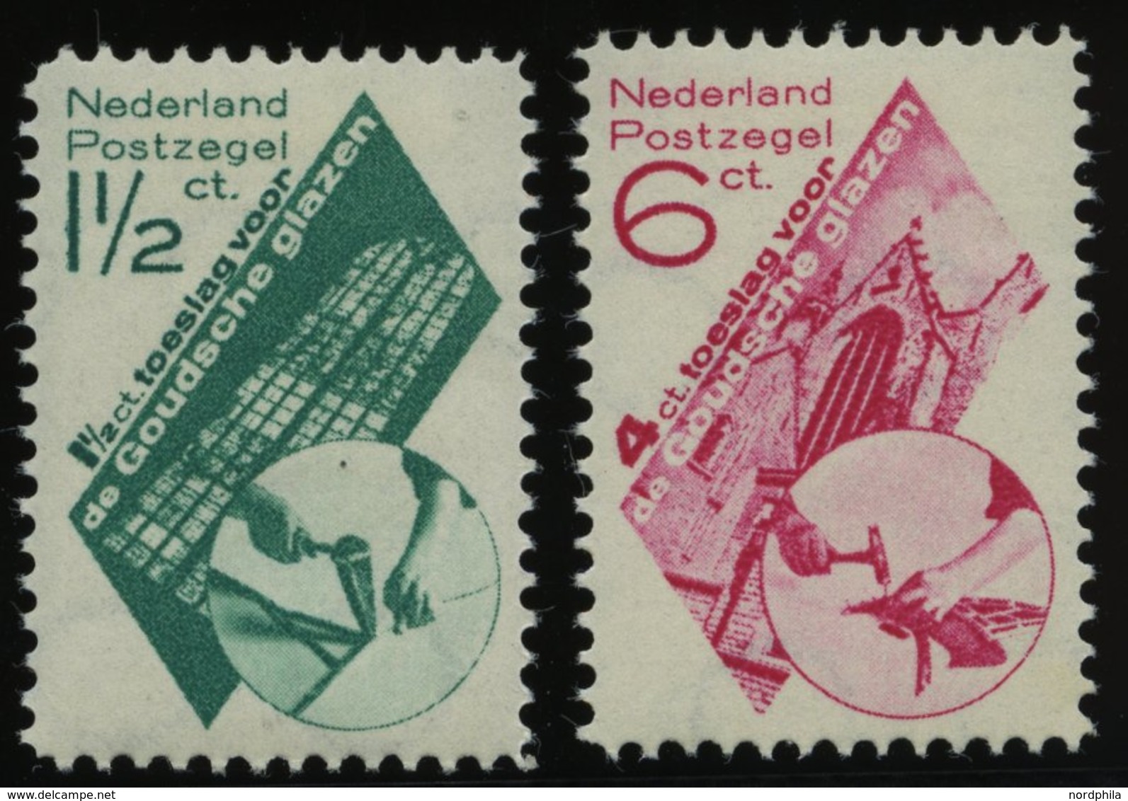 NIEDERLANDE 243/4 *, 1931, St.-Janskerk, Falzrest, 2 Prachtwerte - Sonstige & Ohne Zuordnung