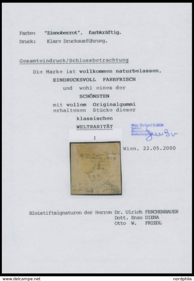 ÖSTERREICH BIS 1867 9 *, 1856, 6 Kr. Zinnober, Sog. Zinnoberroter Merkur Mit Vollem Frischen Originalgummi, Lupen-engvol - Used Stamps