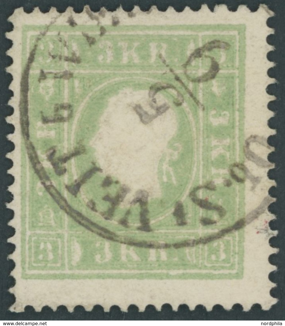 1859, 3 Kr. Gelbgrün, Seltener K1 Ob. St. VEIT B. WIEN, Pracht -> Automatically Generated Translation: 1859, 3 Kr. Yello - Used Stamps