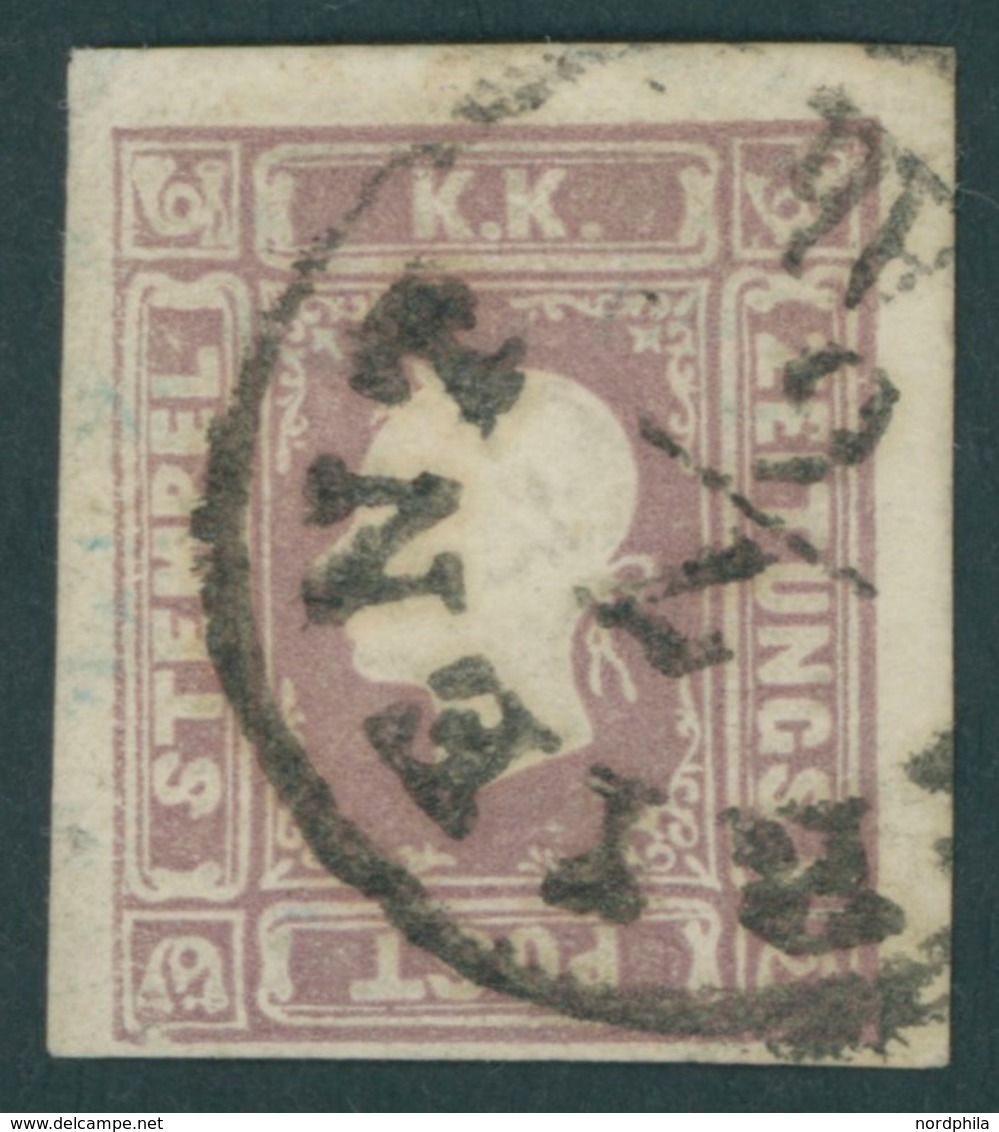 ÖSTERREICH BIS 1867 17a O, 1858, 1.05 Kr. Dunkellila, Stempel TRIENT, Schmal-vollrandig, Pracht, Fotobefund Dr. Ferchenb - Used Stamps