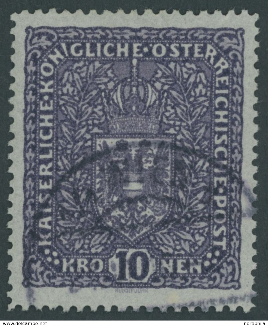 ÖSTERREICH 1867-1918 203Ia O, 1916, 10 Kr. Schwarzgrauviolett, Pracht, Mi. 80.- - Oblitérés