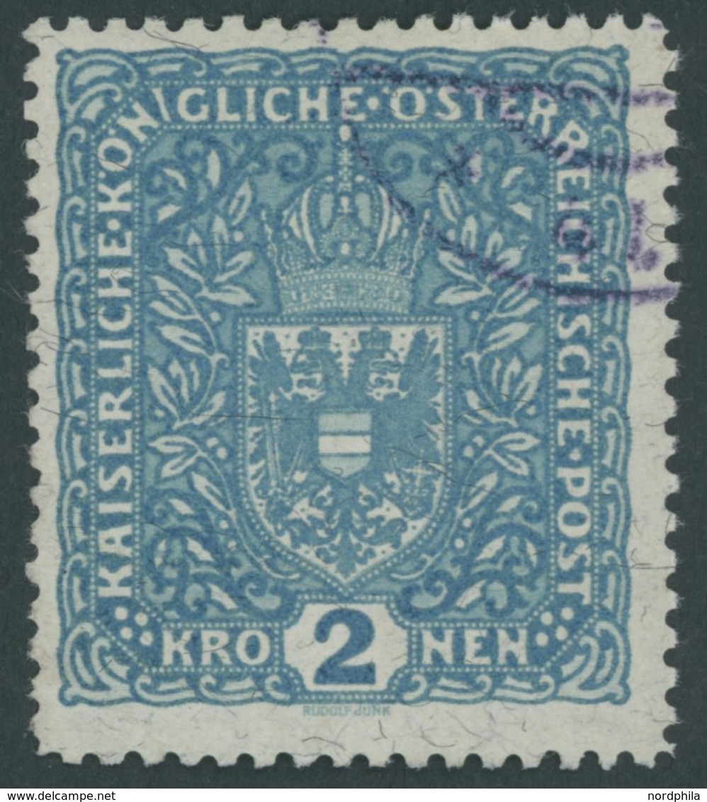 ÖSTERREICH 1867-1918 208IIB O, 1917, 2 Kr. Preußischblau, Type II, Gezähnt 111/2, Faserpapier, Pracht, Signiert, Mi. 160 - Gebraucht