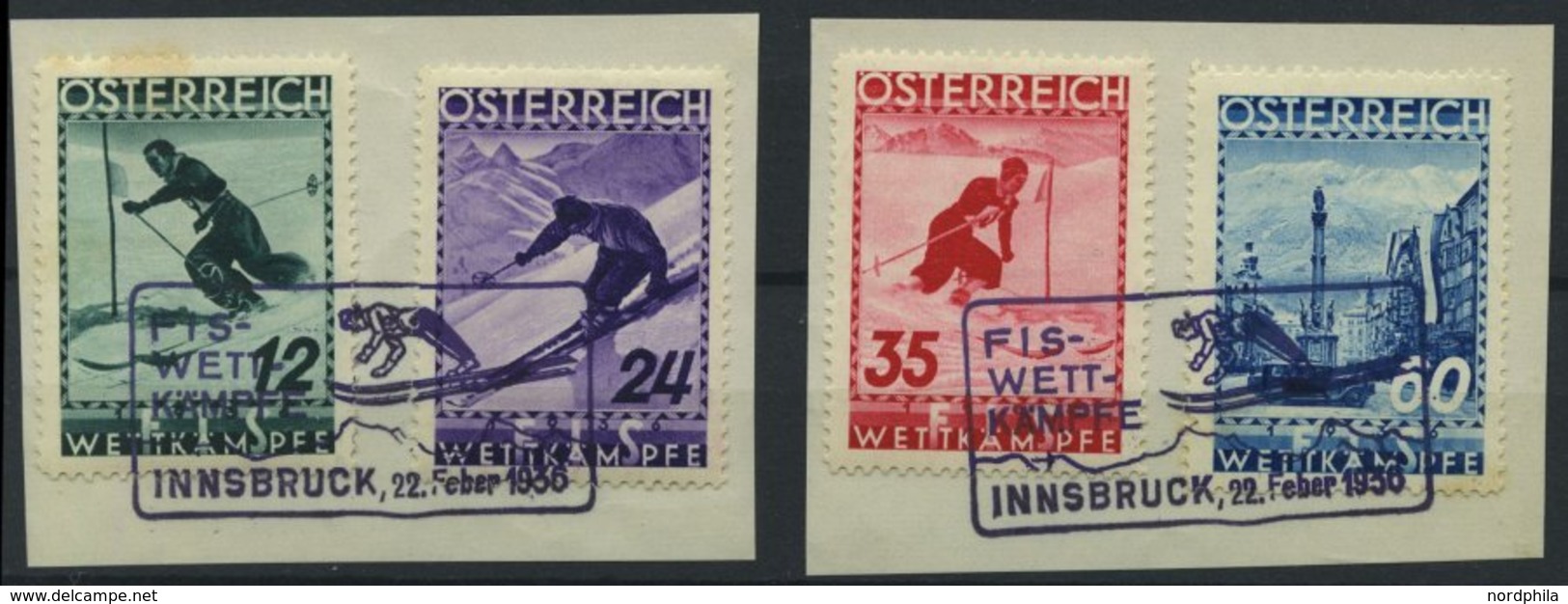 ÖSTERREICH 623-26 BrfStk, 1920, FIS II Mit Violetten Sonderstempeln Auf 2 Briefstücken, Prachtsatz, Mi. 140.- - Sonstige & Ohne Zuordnung
