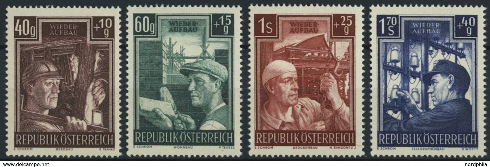 ÖSTERREICH 960-63 **, 1951, Wiederaufbau, Prachtsatz, Fotobefund Babor, Mi. 80.- - Used Stamps