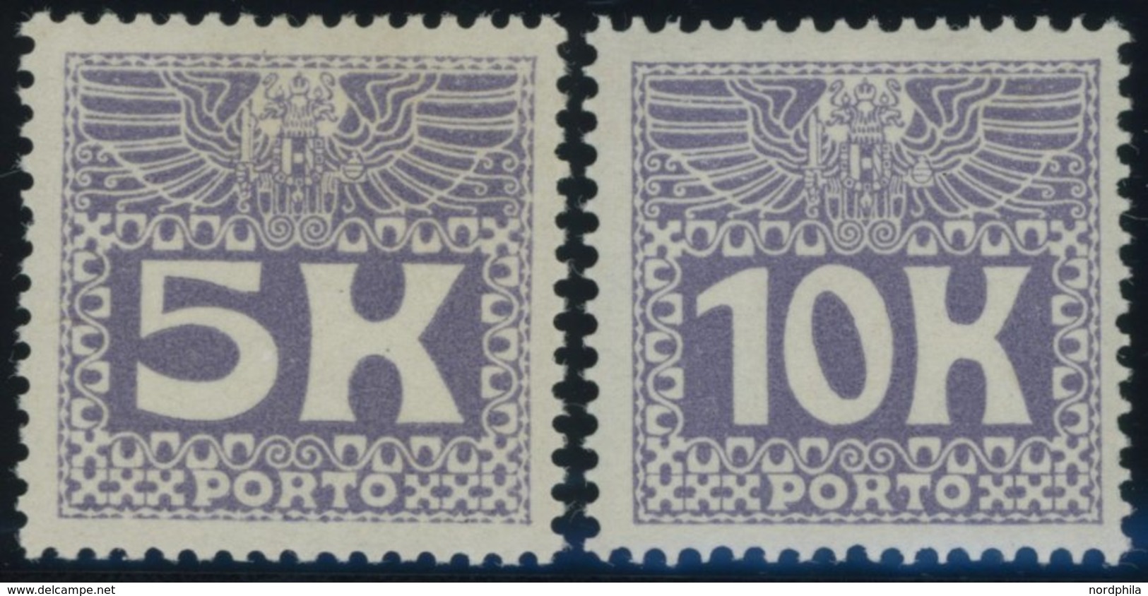 PORTOMARKEN P 45/6 *, 1911, 5 Und 10 Kr. Violettblau, Falzrest, Pracht, Mi. 400.- - Postage Due