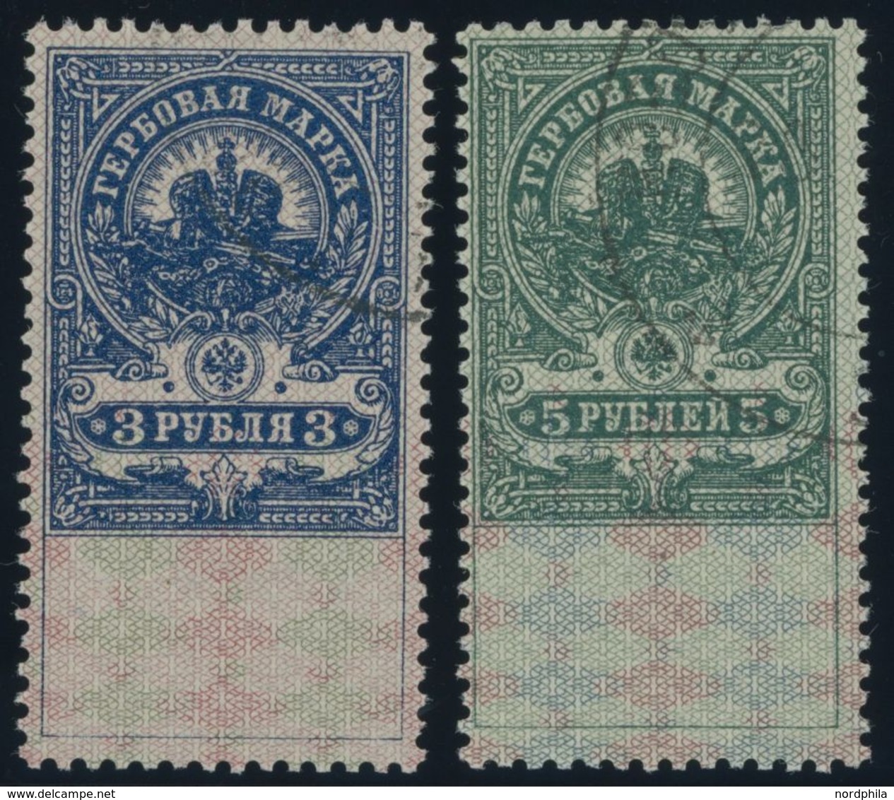 1918, 3 Und 5 R. Stempelmarken, Gezähnt, 2 Prachtwerte, Mi. 80.- -> Automatically Generated Translation: 1918, 3 And 5 R - Otros & Sin Clasificación