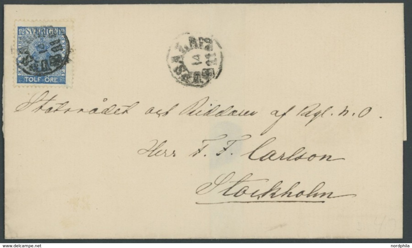 1858, 12 Ö. Blau Auf Prachtbrief Von UPSALA Nach Stockholm -> Automatically Generated Translation: 1858, 12 Ö. Blue On S - Autres & Non Classés