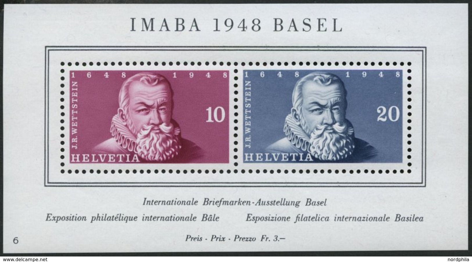 SCHWEIZ BUNDESPOST Bl. 13 **, 1948, Block IMABA, Pracht, Mi. 90.- - Other & Unclassified