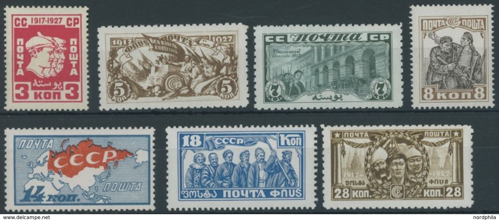 SOWJETUNION 328-34 *, 1927, Oktoberrevolution, Falzrest, Prachtsatz - Sonstige & Ohne Zuordnung