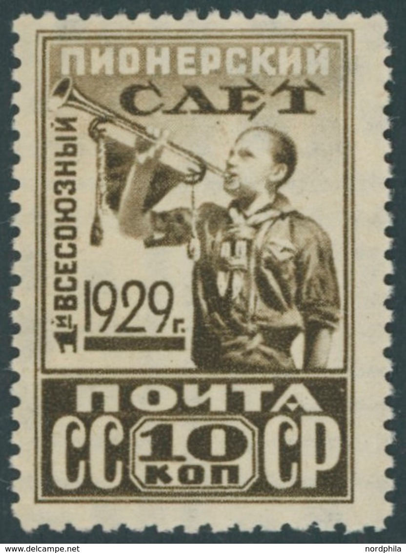 SOWJETUNION 363AY *, 1929, 10 K. 1. Allunions Pioniertreffen Moskau, Gezähnt K 121/2:12, Wz. Liegend, Falzrest, Pracht - Sonstige & Ohne Zuordnung