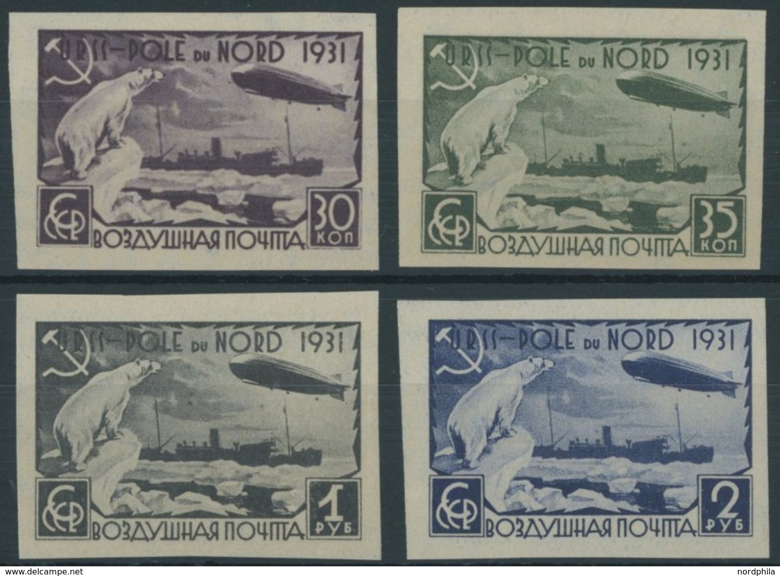 SOWJETUNION 402-05B **, 1931, Polarfahrt, Ungezähnt, 30 C. Leichte Farbanhaftung Sonst Postfrischer Prachtsatz, Mi. 200. - Sonstige & Ohne Zuordnung