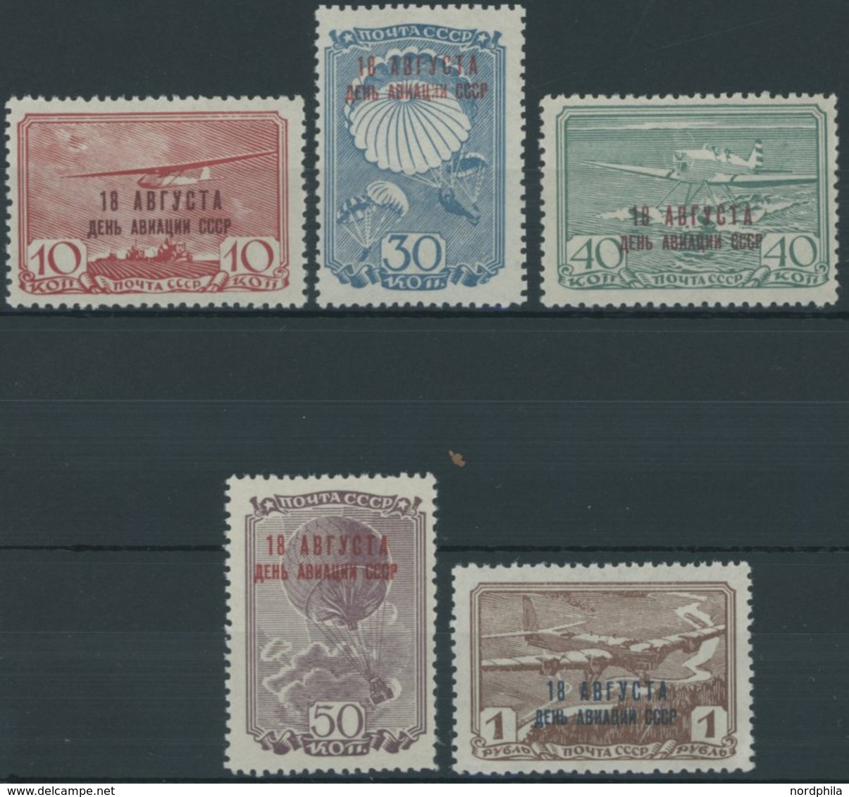 SOWJETUNION 709-13 **, 1939, Tag Der Luftfahrt, Postfrisch, üblich Gezähnter Prachtsatz, Mi. 70.- - Autres & Non Classés