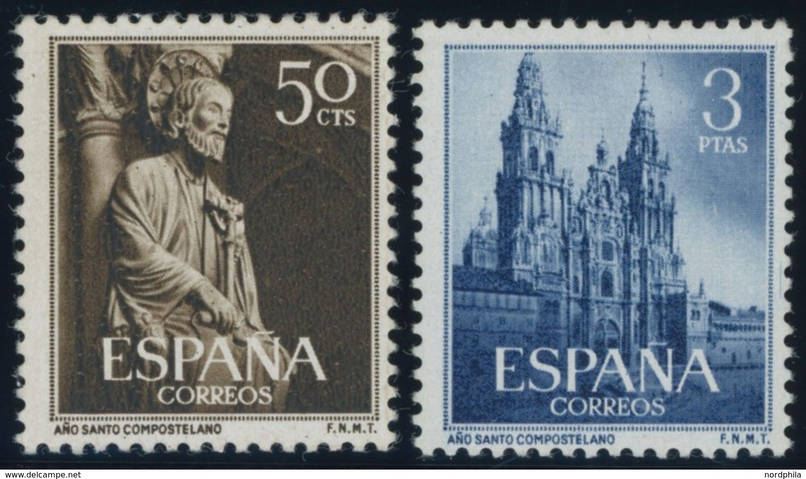 SPANIEN 1025/6 **, 1954, Heiliges Jahr, Postfrisch, Pracht, Mi. 80.- - Gebraucht