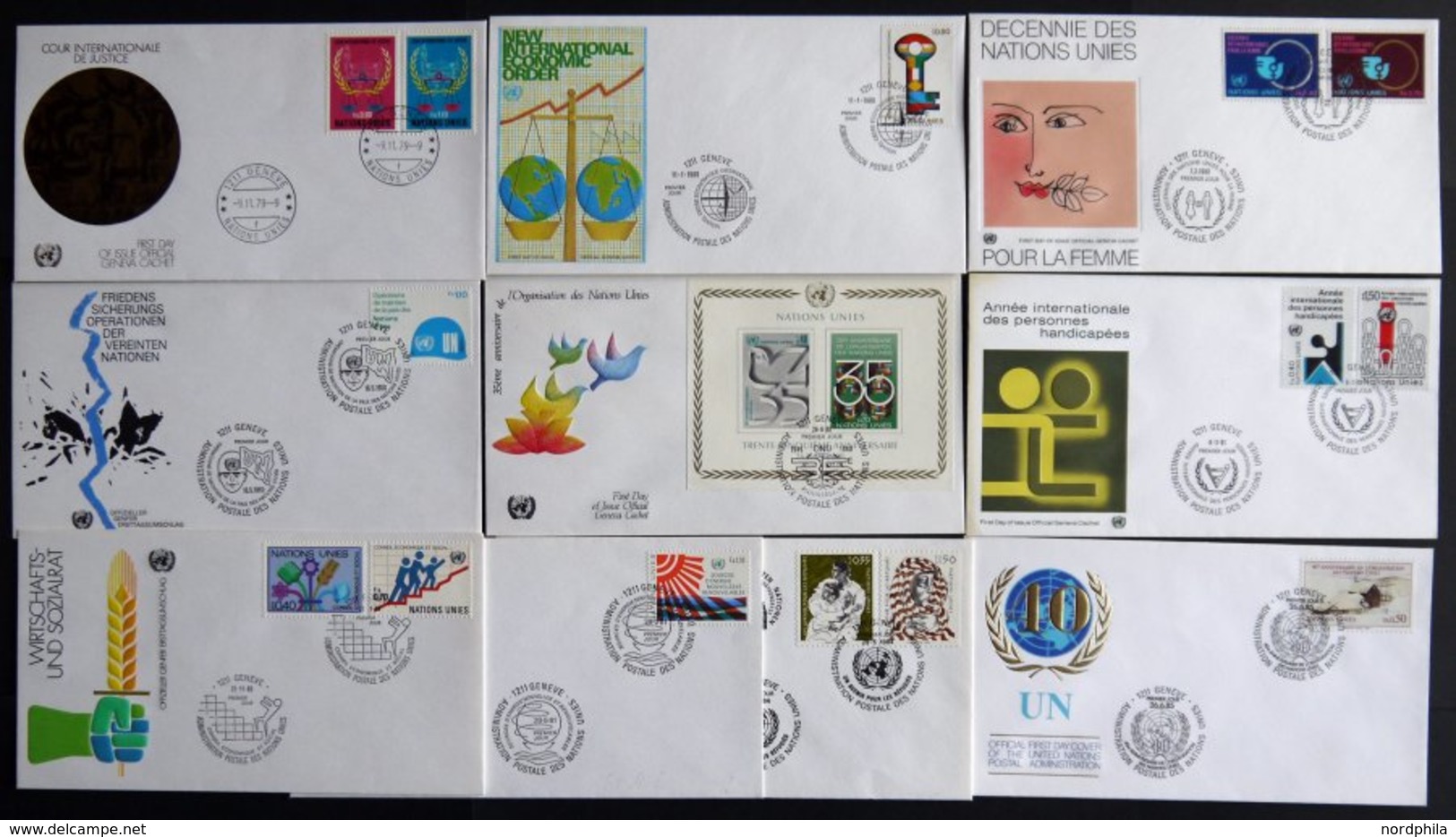 UNO - GENF 1969-85, 37 Verschiedene Offizielle FDC`s, Pracht - Other & Unclassified