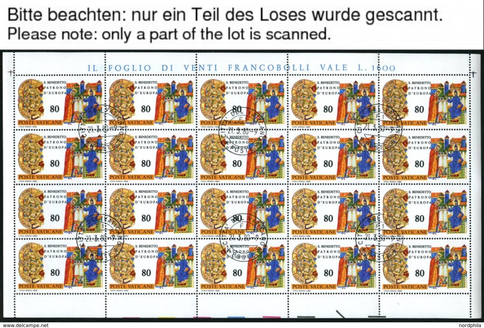 VATIKAN 759-63,867-69KB O, 1980/5, 150. Geburtstag Des Hl. Benedikt Von Nursia Und 1100. Todestag Des Hl. Methodios, Je  - Autres & Non Classés