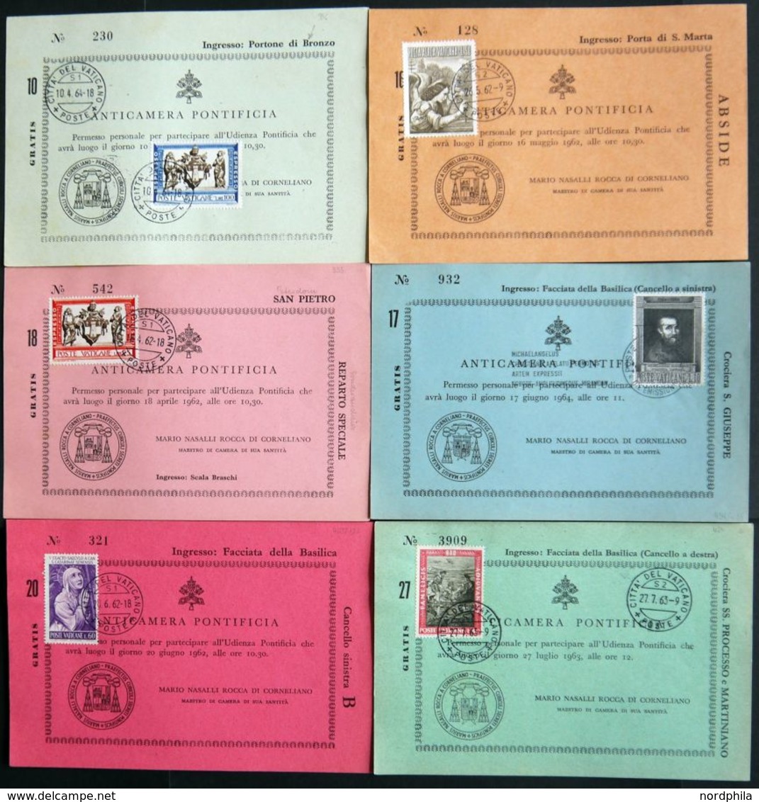 1962/64, 6 Verschiedene Eintrittskarten Zu Petersdom Und Eingängen, U.a. Haupteingang Zur Residenz Des Papstes Portone D - Other & Unclassified