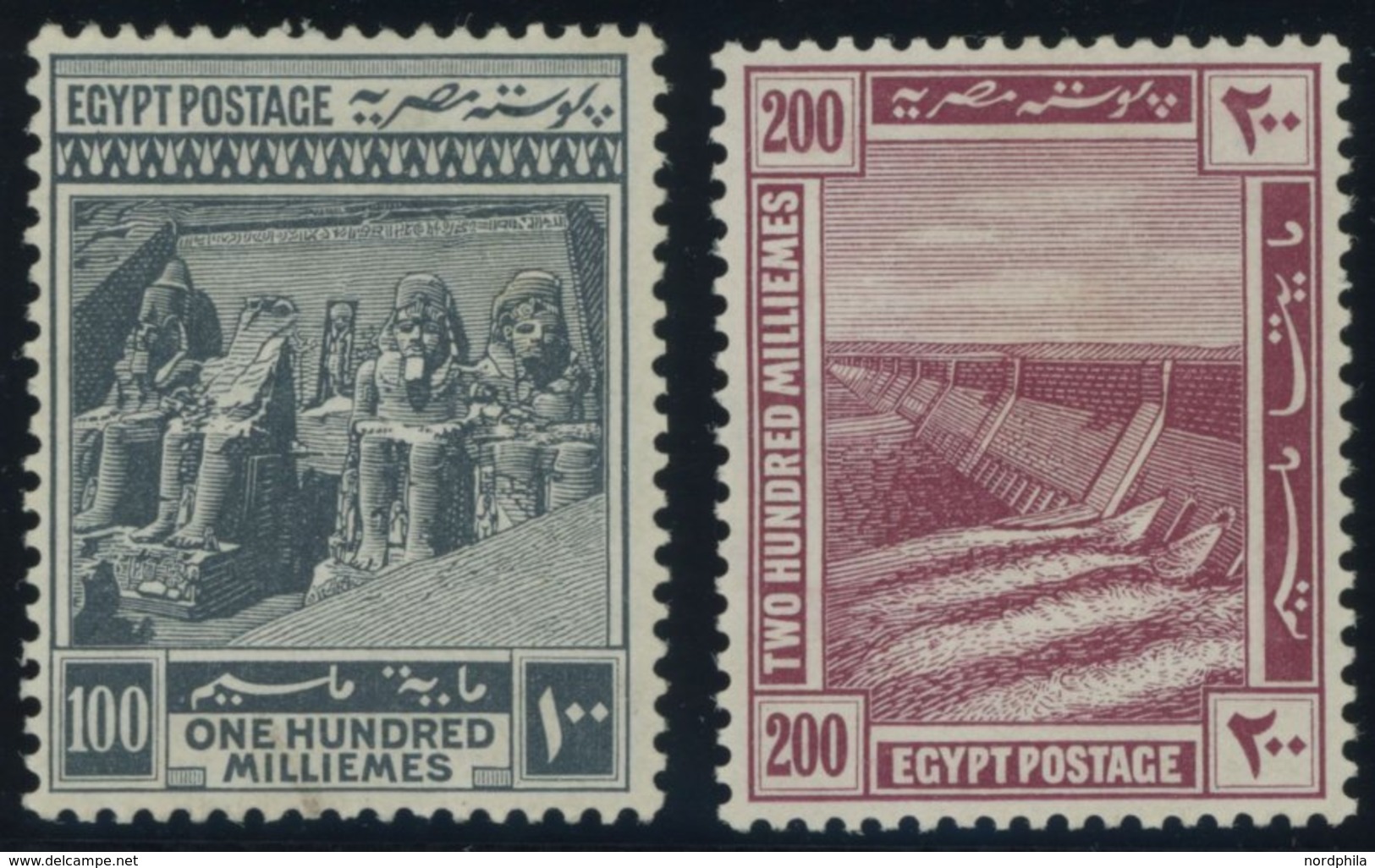 ÄGYPTEN 52/3 *, 1914, 100 Und 200 M. Ägyptische Geschichte, Falzreste, 2 Prachtwerte, Mi. 61.- - Autres & Non Classés