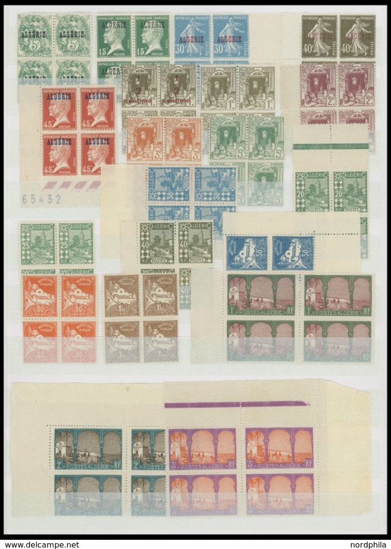 ALGERIEN VB **, 1924-47, Partie Von 76 Verschiedenen Postfrischen Viererblocks, Mit Portomarken, Prachterhaltung - Algérie (1962-...)