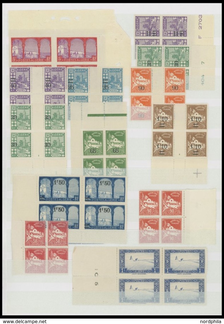 ALGERIEN VB **, 1924-47, Partie Von 76 Verschiedenen Postfrischen Viererblocks, Mit Portomarken, Prachterhaltung - Algerien (1962-...)