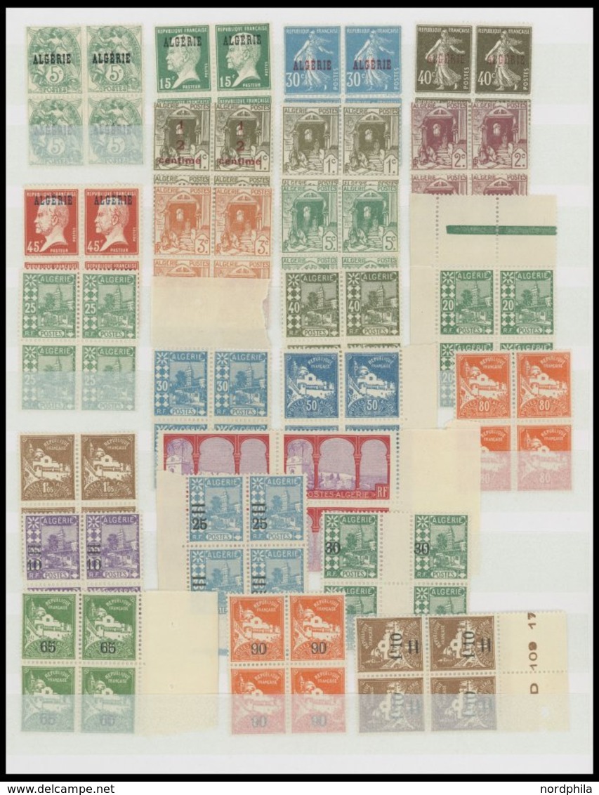 ALGERIEN VB **, 1924-27, Partie Von 37 Verschiedenen Postfrischen Viererblocks, Mit Portomarken, Prachterhaltung - Algerije (1962-...)