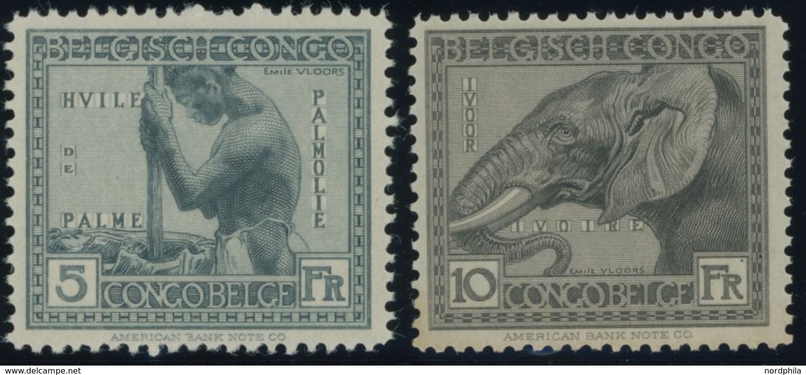 BELGISCH-KONGO 76/7 **, 1924, 5 Und 10 Fr. Kongo, Gummi Teils Etwas Gebräunt Sonst Pracht - Other & Unclassified