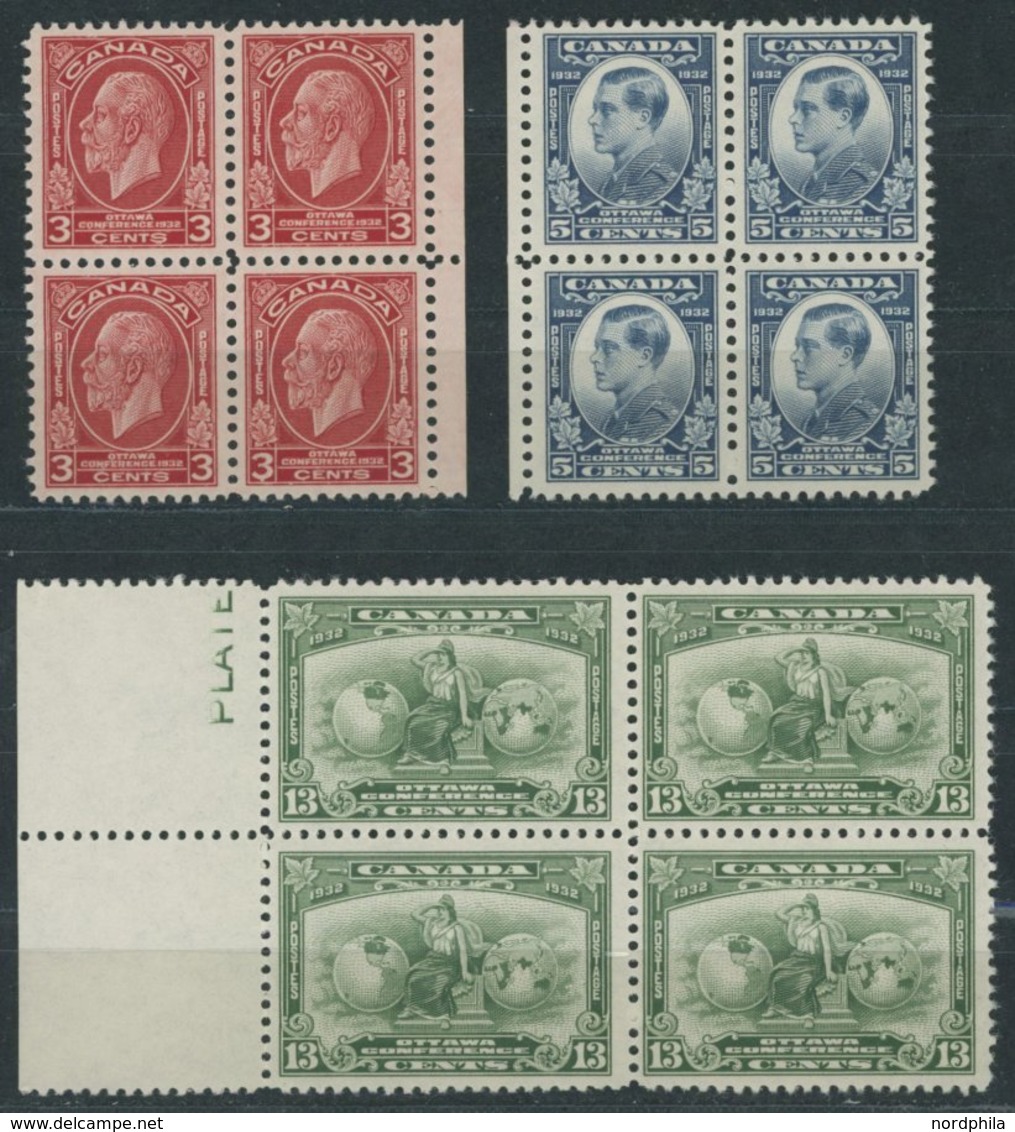 KANADA 159-61 VB **, 1932, Wirtschaftskonferenz In Postfrischen Viererblocks, Prachtsatz - Unused Stamps