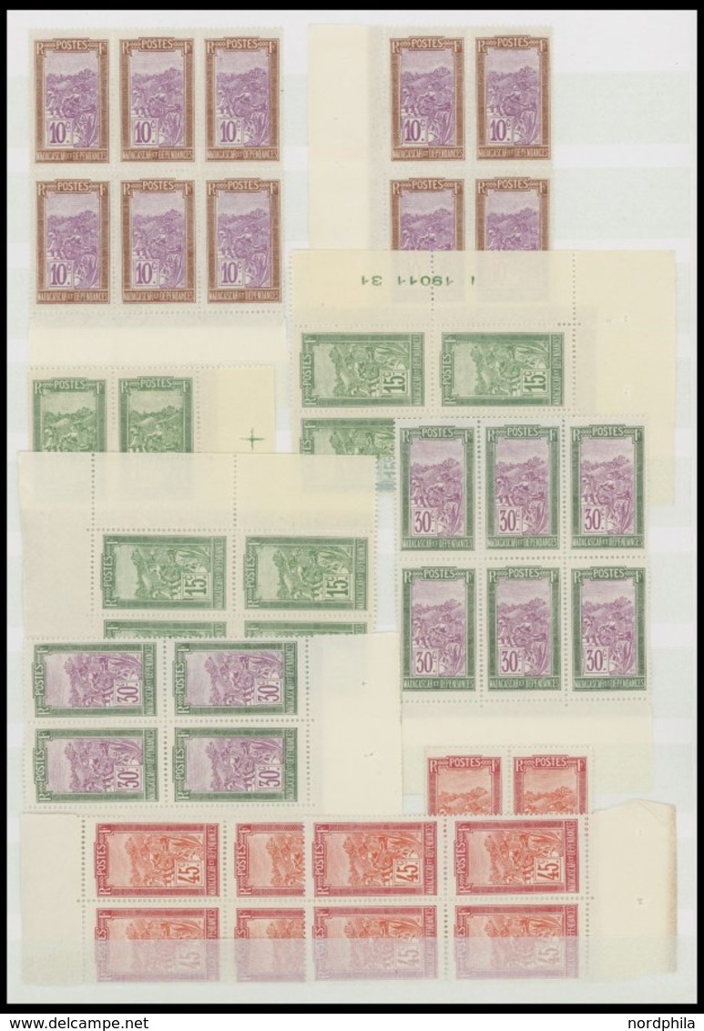 MADAGASKAR **,* , 1908-44, überwiegend Postfrische Partie Mit Vielen Blockstücken, Prachterhaltung - Ungebraucht