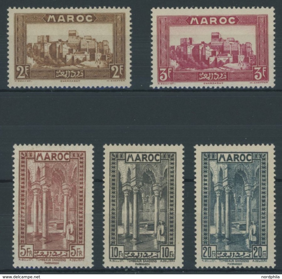 MAROKKO 112-16 *, 1933, 2 - 20 Fr. Landschaften Und Bauten, Falzrest, 5 Prachtwerte - Marruecos (1956-...)