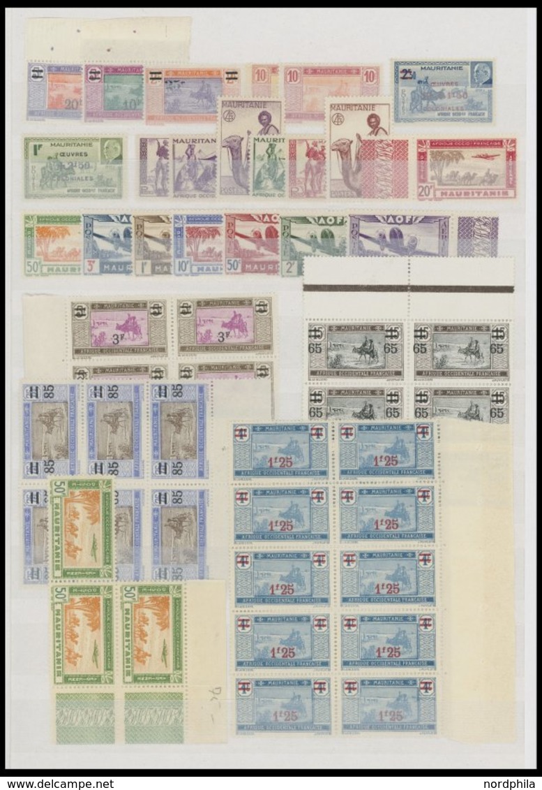 MAURETANIEN **, 1913-42, Postfrische Partie Mit Bogenteilen, Fast Nur Prachterhaltung - Unused Stamps