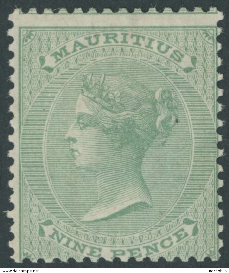 MAURITIUS 33 *, 1872, 9 P. Gelbgrün, Falzrest, Pracht, Mi. 140.- - Maurice (1968-...)