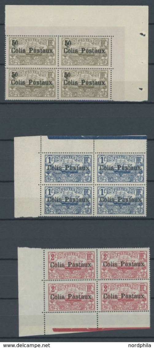 NEUKALEDONIEN P 1-3 VB **, Paketmarken: 1926, Colis Postaux In Eckrandviererblocks, Postfrisch, Pracht - Autres & Non Classés