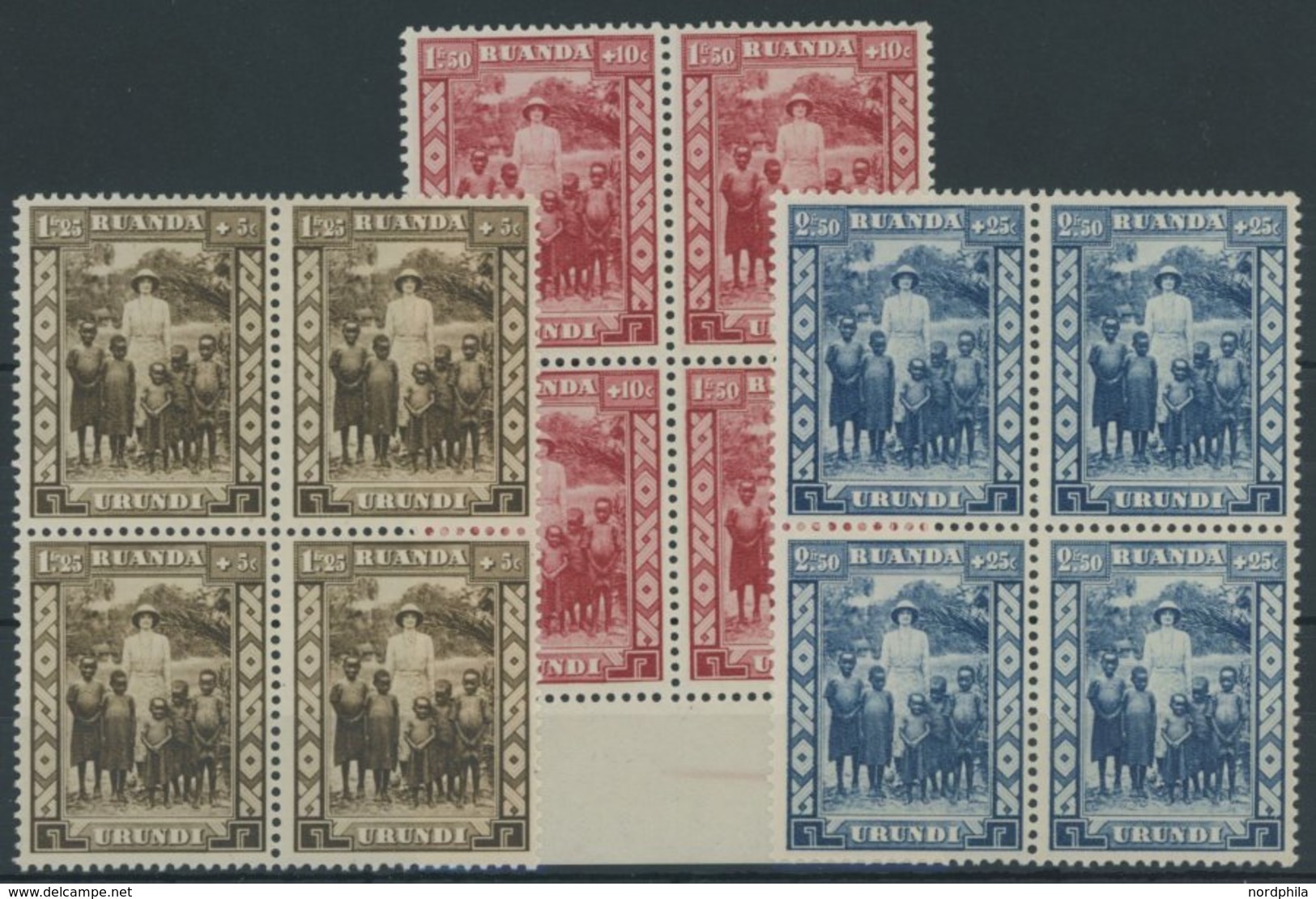 RUANDA-URUNDI 62-64 VB **, 1936, Königin Astrid In Postfrischen Viererblocks, Pracht - Ungebraucht