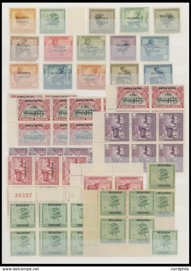 RUANDA-URUNDI **,* , 1916-36, überwiegend Postfrische Partie, Vieles In Bogenteilen, Meist Prachterhaltung - Unused Stamps