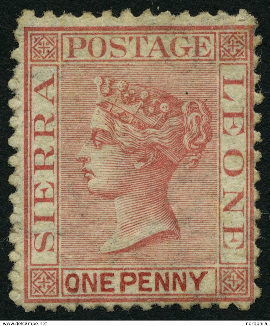 SIERRA LEONE 3AY *, 1872, 1 P. Rosa, Wz. Liegend, Falzreste, Pracht, Mi. 120.- - Sierra Leone (...-1960)