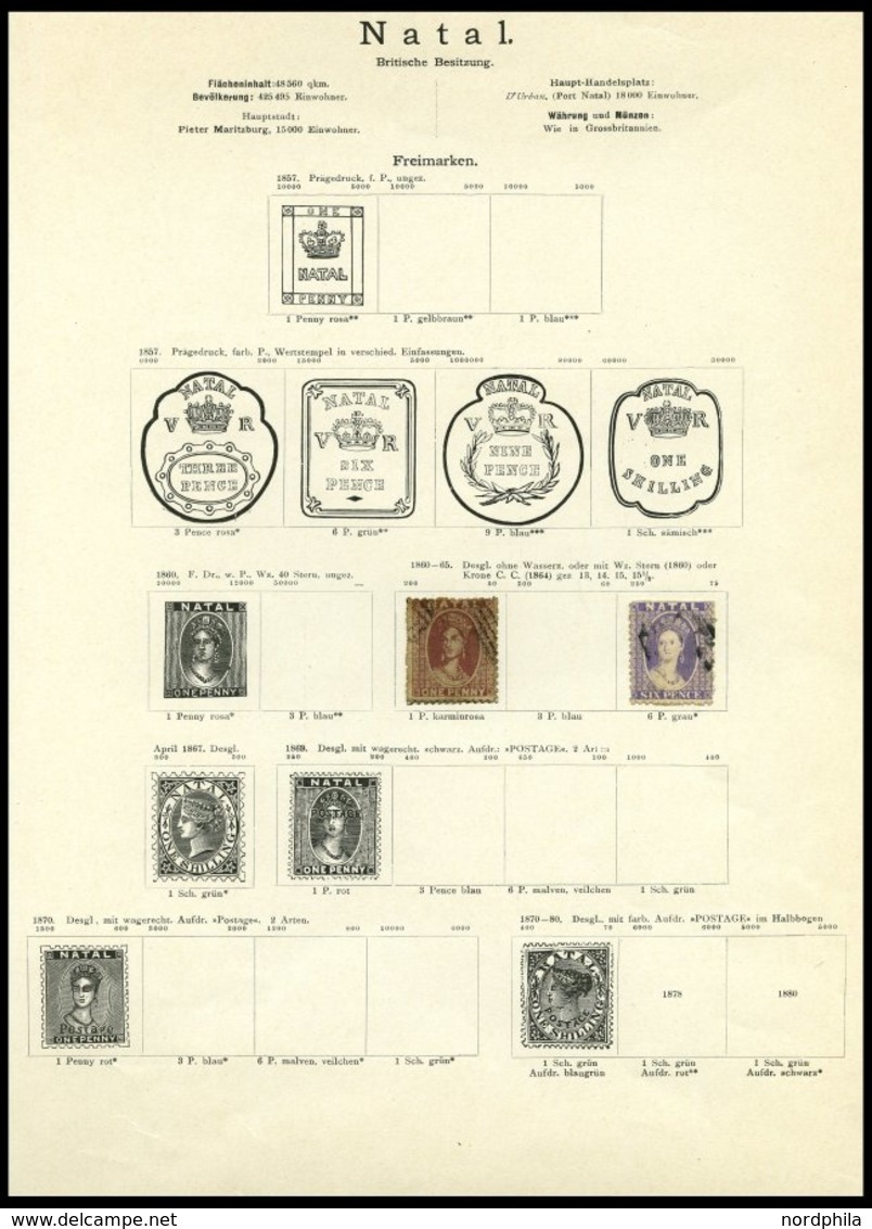 SÜDAFRIKA AB 1910 O,* , 1859-ca. 1900, Alter Sammlungsteil Südafrikanische Staaten, Insgesamt 55 Werte, Erhaltung Etwas  - Covers & Documents