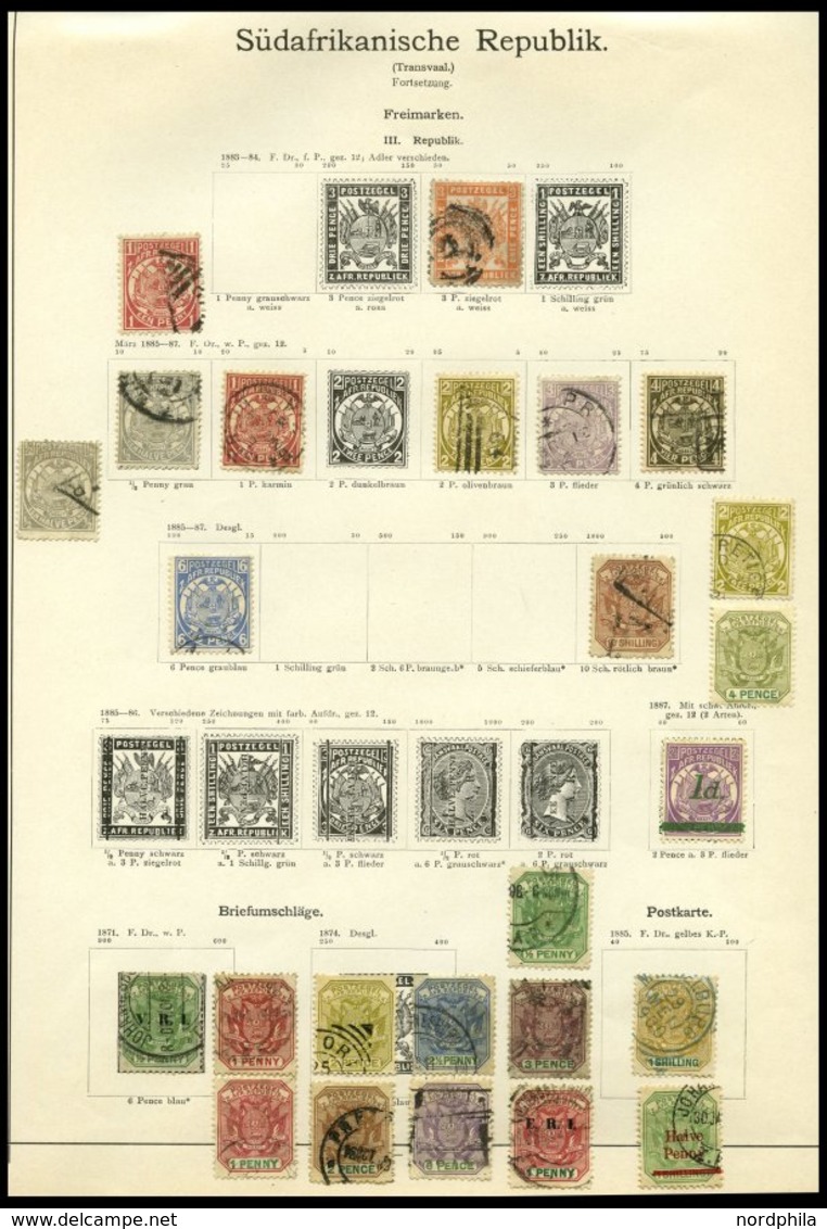 SÜDAFRIKA AB 1910 O,* , 1859-ca. 1900, Alter Sammlungsteil Südafrikanische Staaten, Insgesamt 55 Werte, Erhaltung Etwas  - Covers & Documents