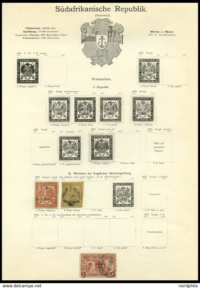 SÜDAFRIKA AB 1910 O,* , 1859-ca. 1900, Alter Sammlungsteil Südafrikanische Staaten, Insgesamt 55 Werte, Erhaltung Etwas  - Covers & Documents