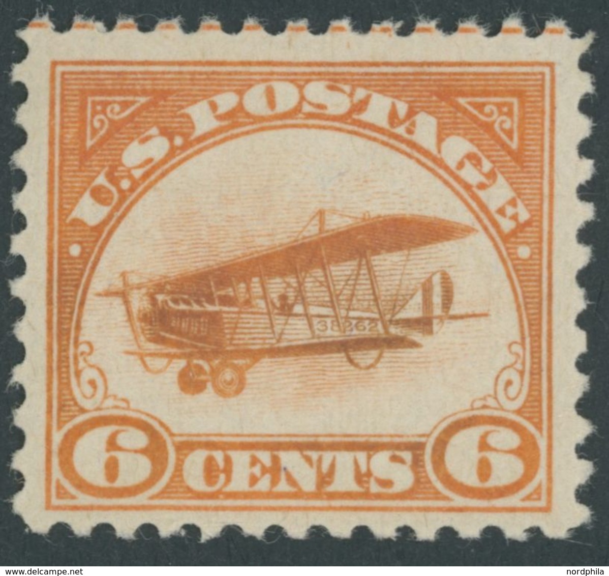 USA 248 *, Scott C 1, 1918, 6 C. Postfluglinie New York - Washington, Falzrest, Pracht, $ 60 - Oblitérés